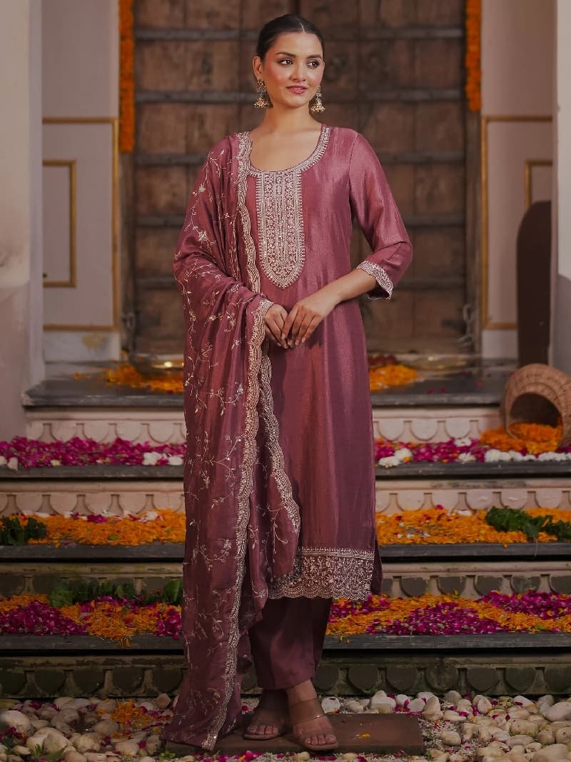 Women's Pink Festive Kurta Set