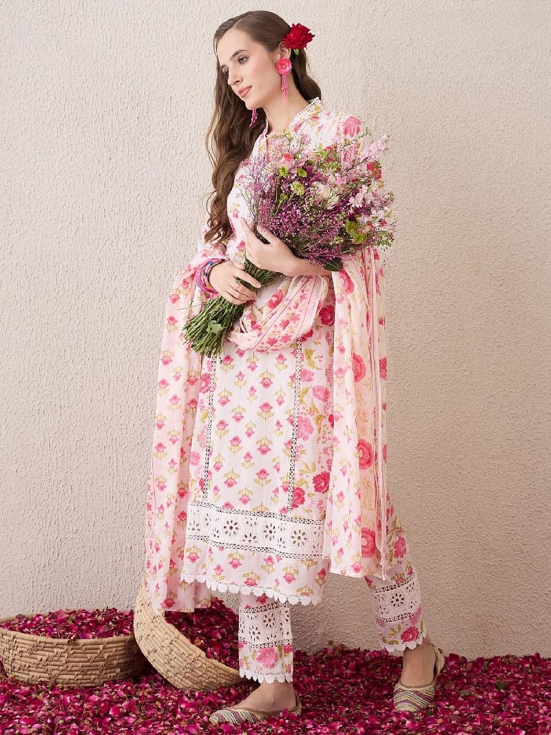 Women's Pink Festive Kurta Set