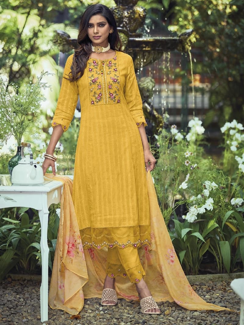 Women's Yellow Festive Kurta Set