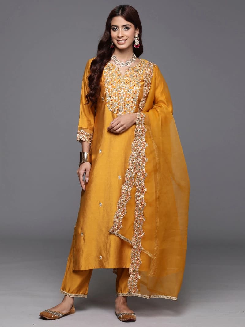 Women's Yellow Festive Kurta Set