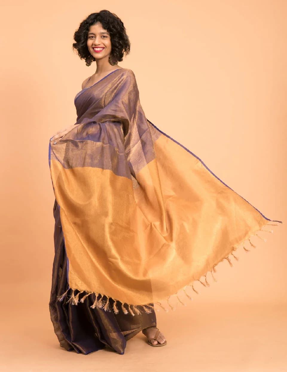 Women's Purple Casual Solid Regular Fit Saree
