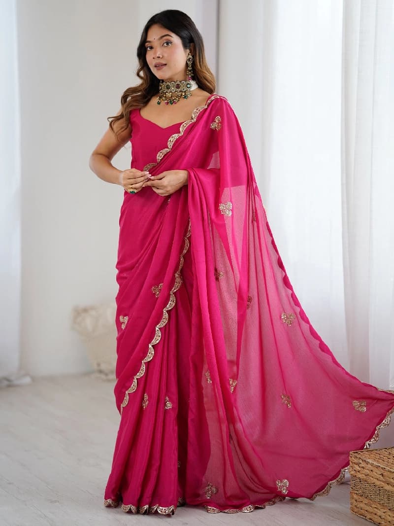 Women's Pink Party Saree