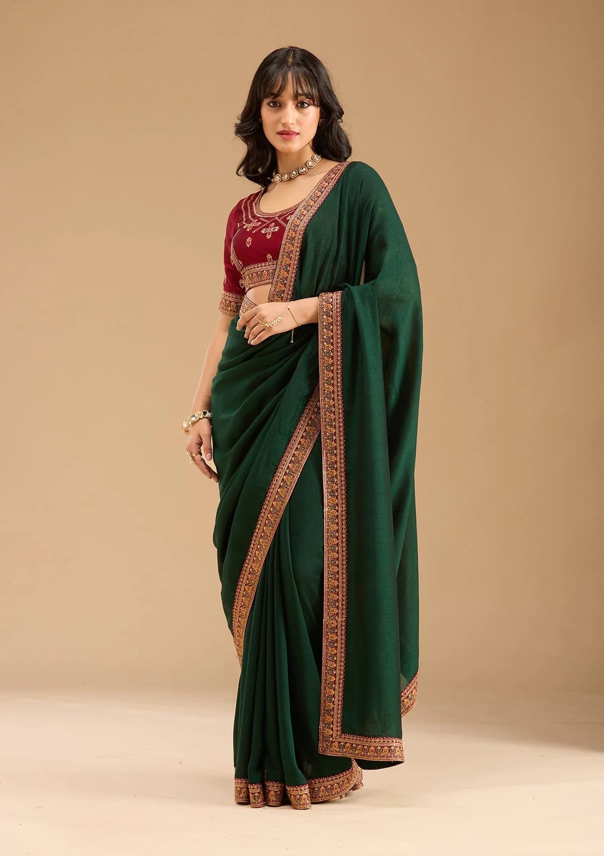 Women's Orange Party Regular Fit Saree