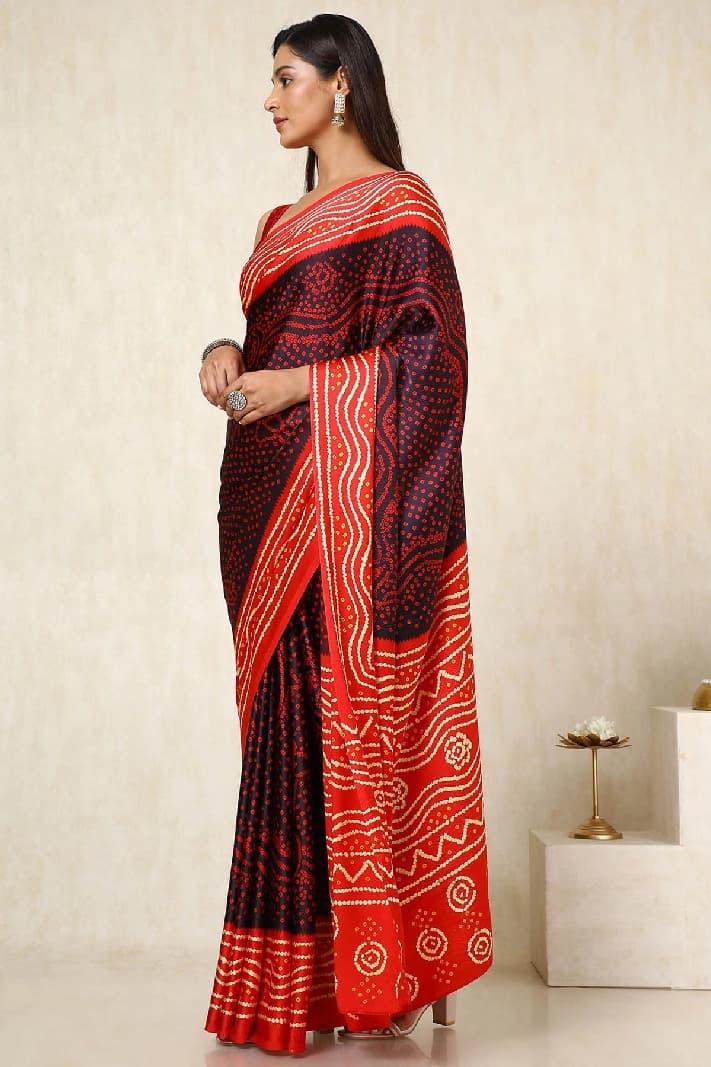 Women's Black Festive Regular Fit Saree