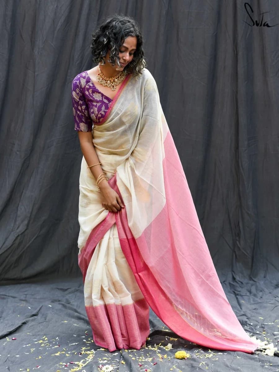 Women's White Casual Saree