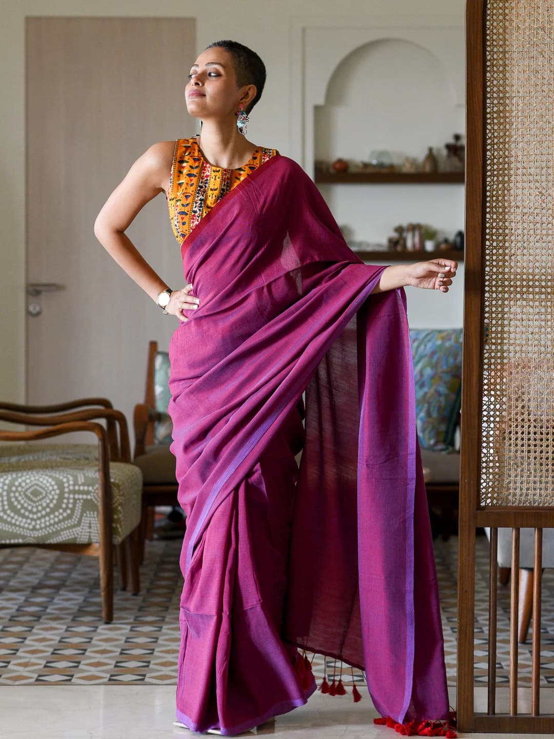 Women's Purple Casual Saree