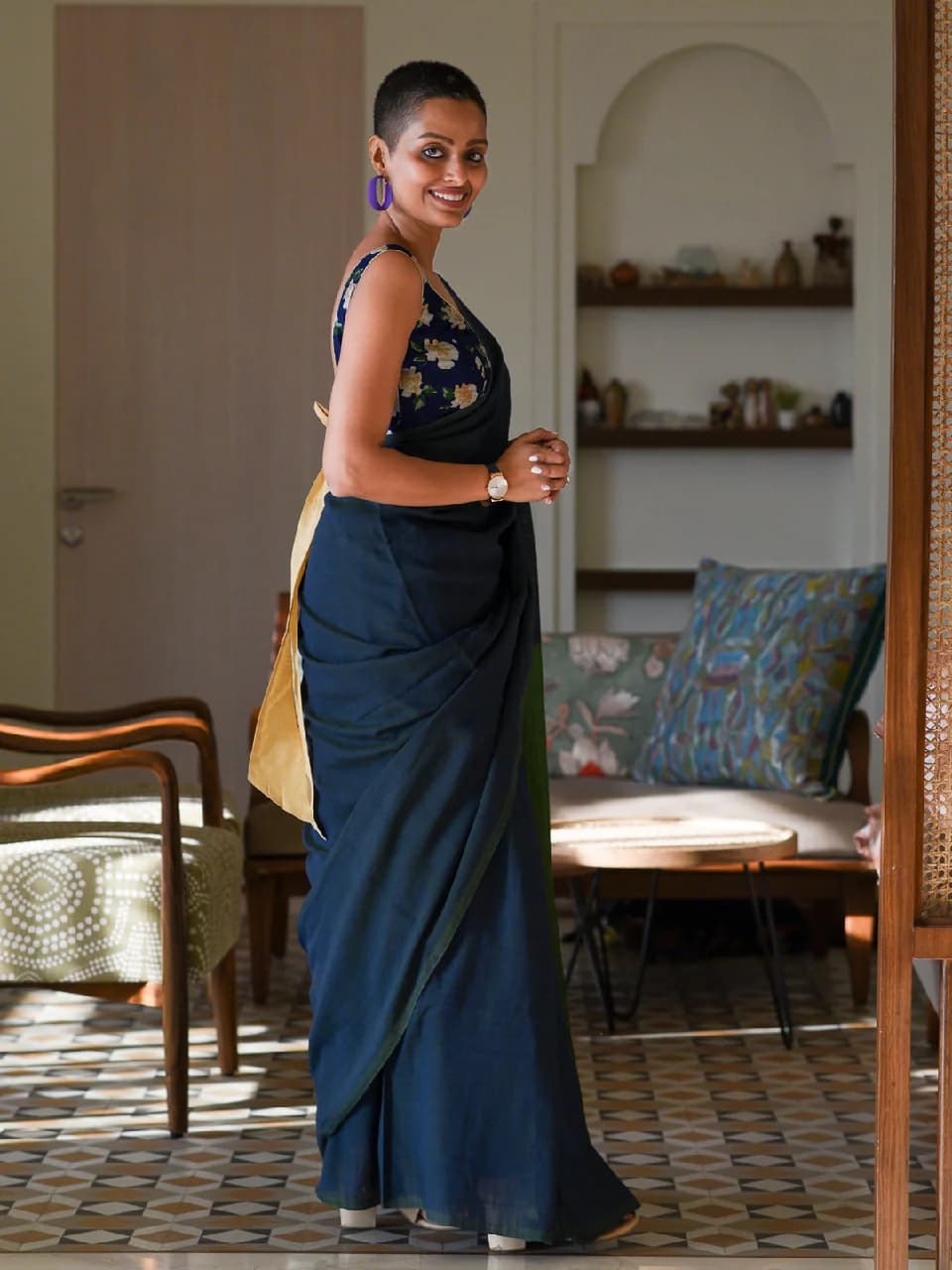 Women's Blue Casual Saree