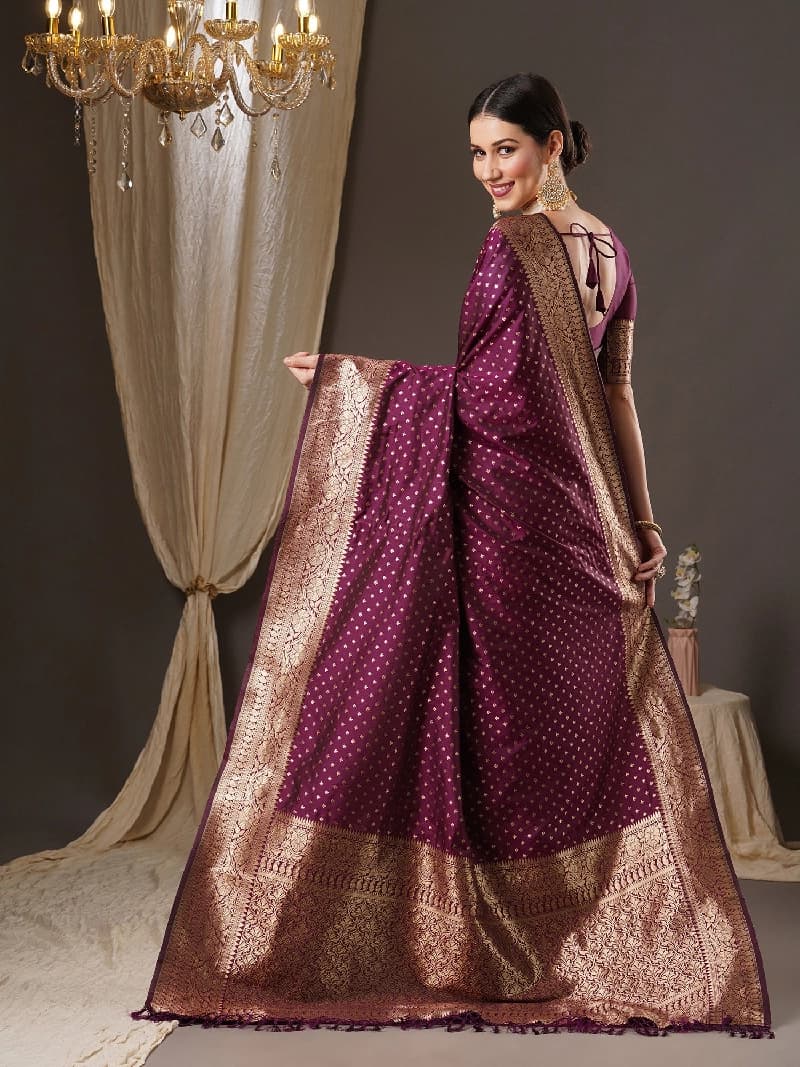 Women's Pink Festive Printed Regular Fit Saree