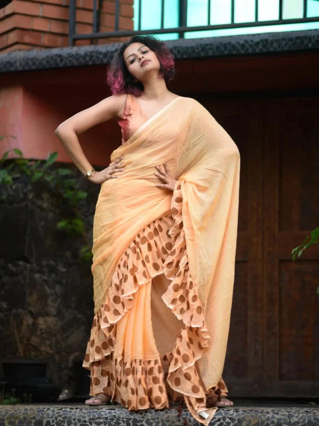 Women's Orange Festive Saree