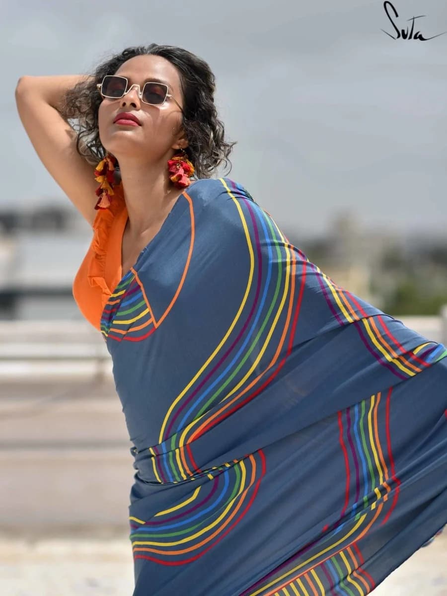 Women's Blue Casual Saree