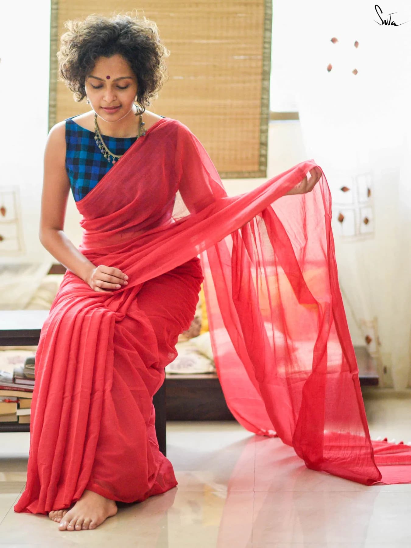 Women's Red Casual Saree
