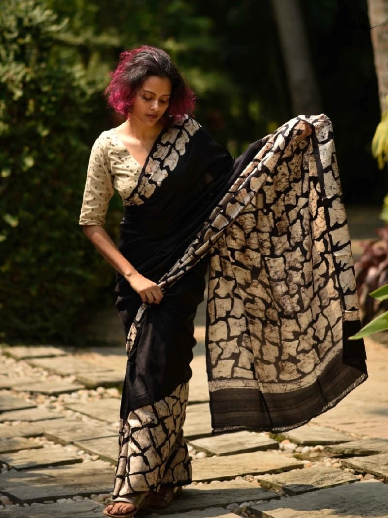 Women's Black Casual Saree