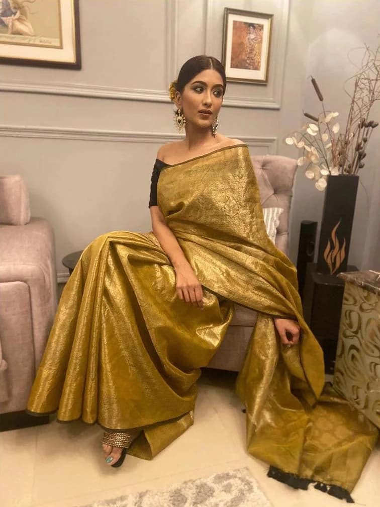 Women's Yellow Festive Saree