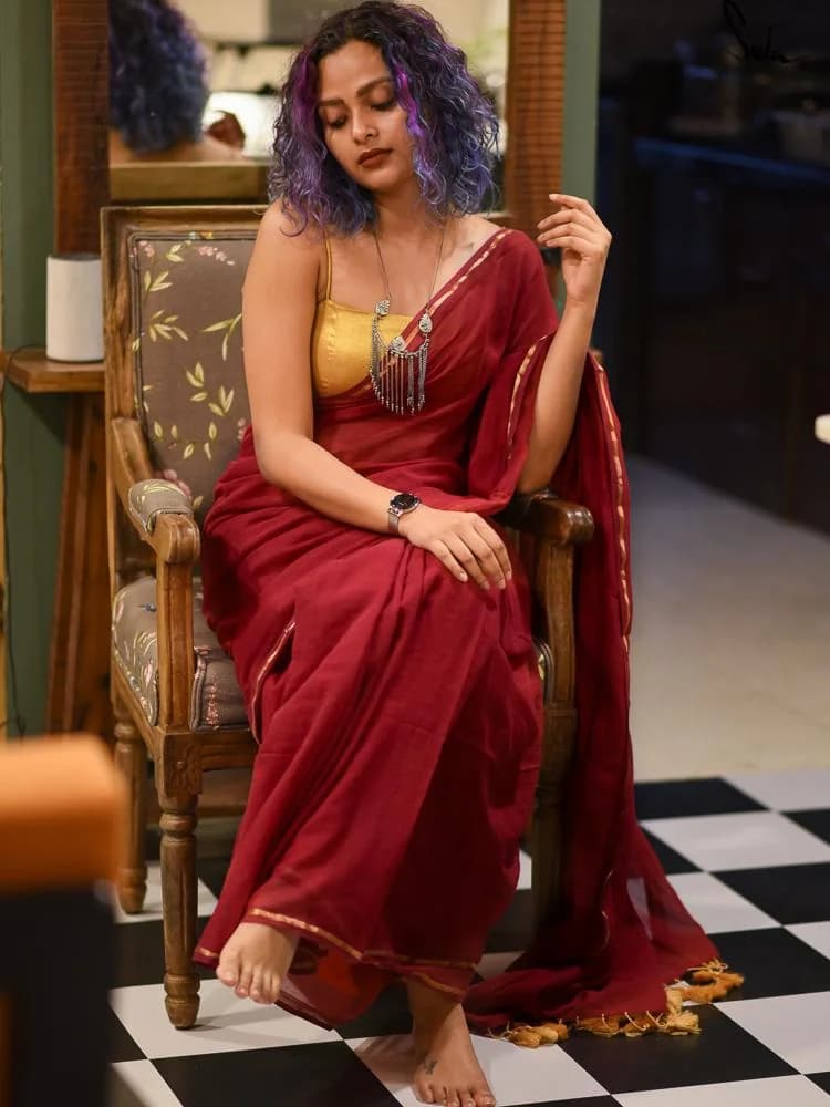 Women's Red Festive Saree