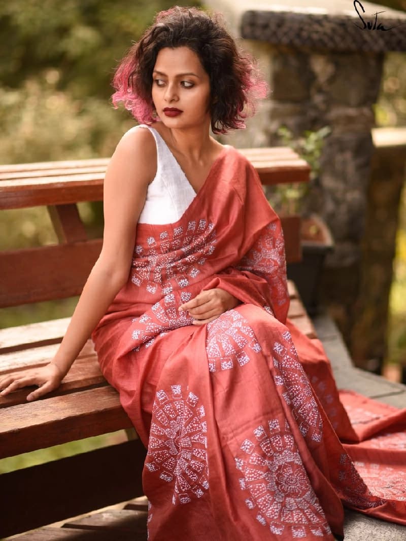 Women's Orange Festive Saree