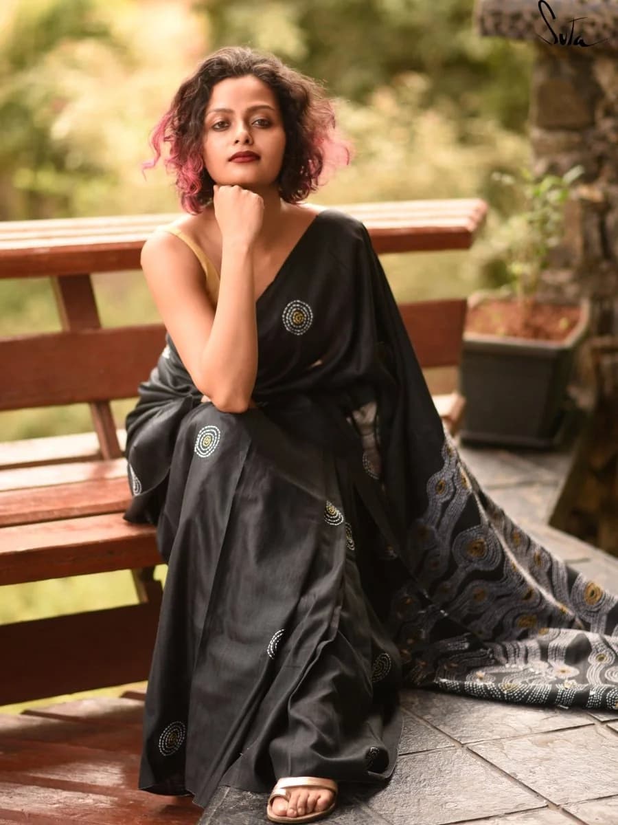 Women's Black Festive Saree