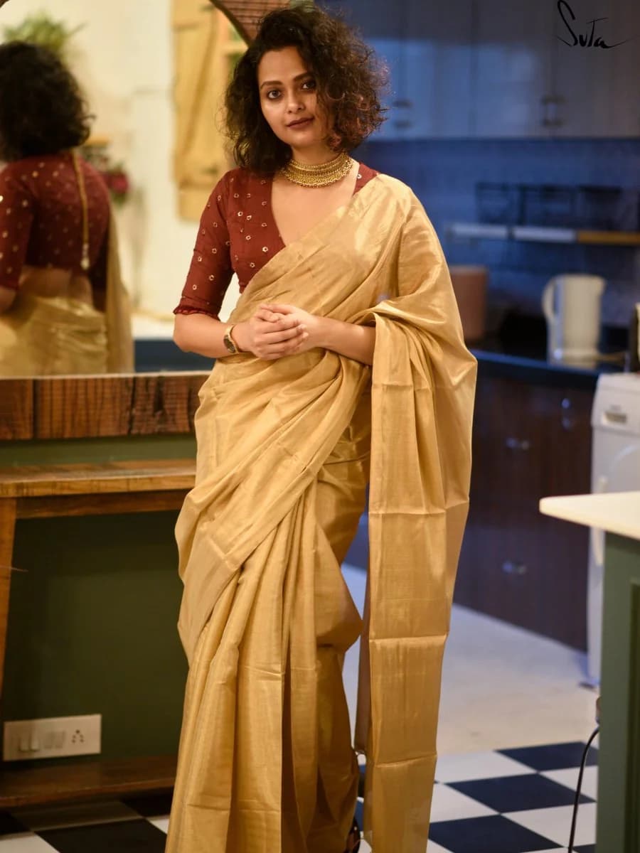 Women's Yellow Festive Saree