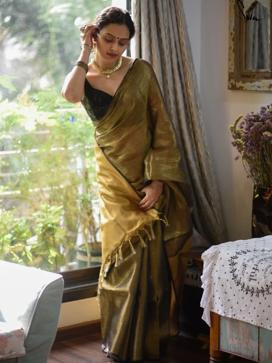 Women's Yellow Festive Saree