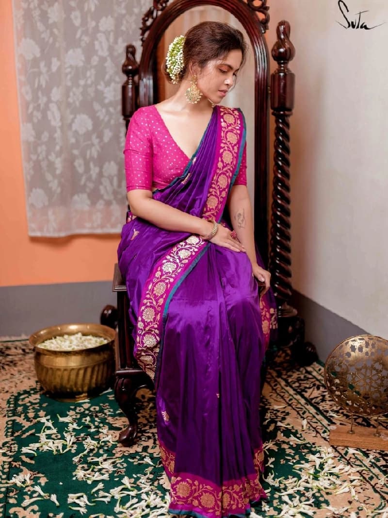 Women's Purple Festive Saree