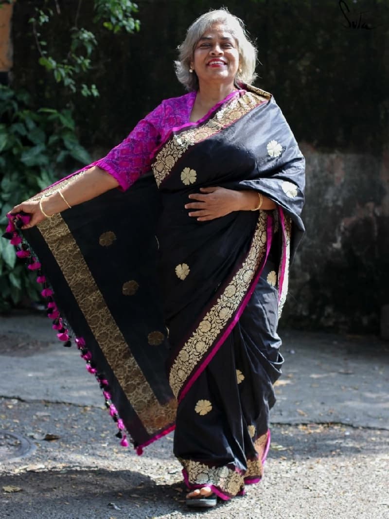 Women's Black Festive Saree