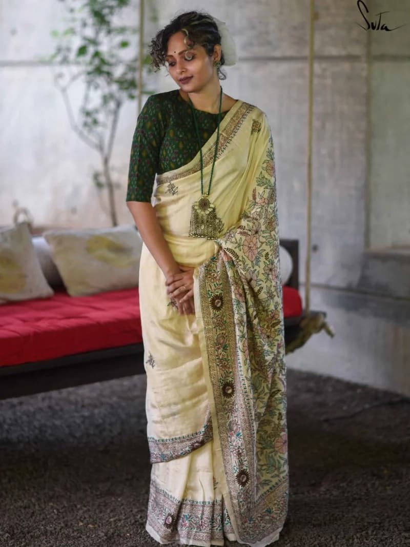 Women's Beige Festive Saree