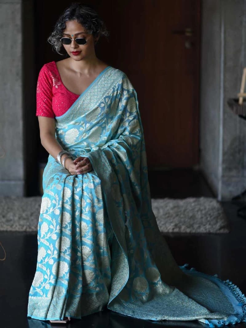 Women's Blue Festive Saree