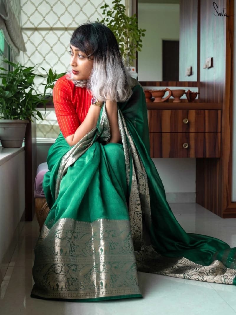 Women's Green Festive Saree