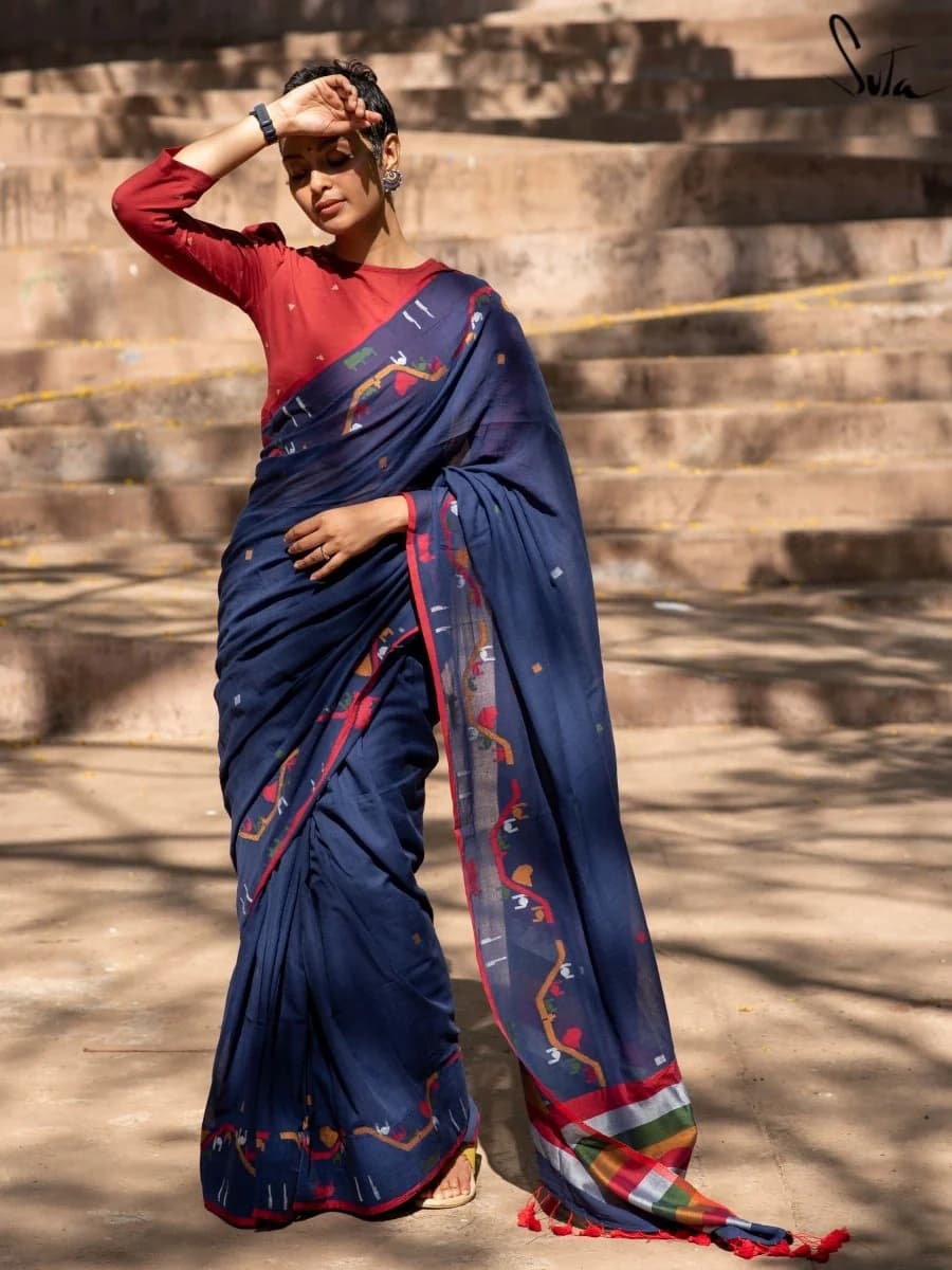Women's Blue Festive Saree