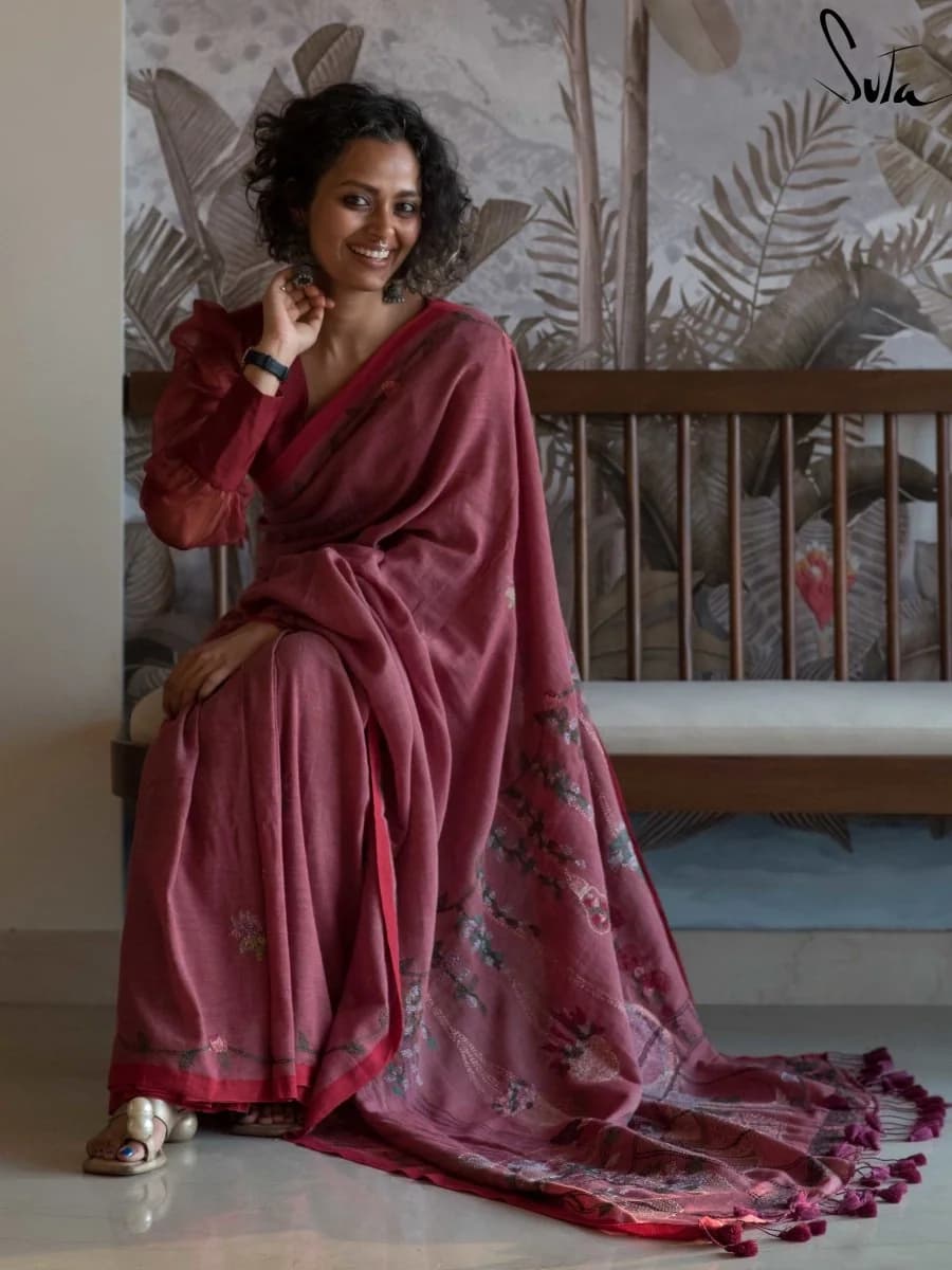 Women's Pink Casual Saree
