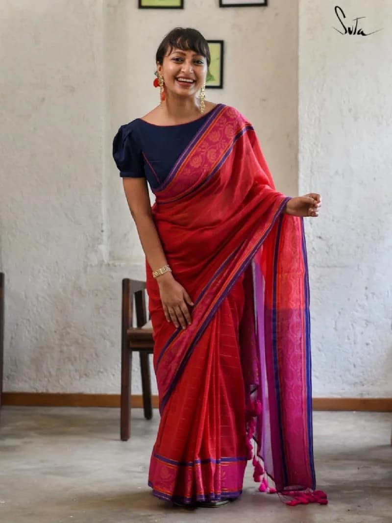 Women's Red Festive Saree