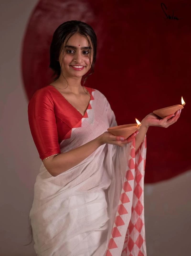 Women's White Festive Saree