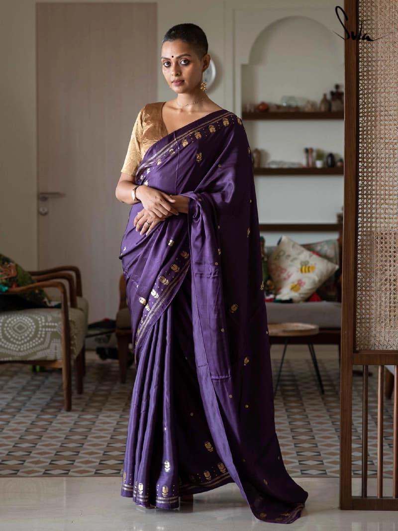 Women's Purple Casual Saree