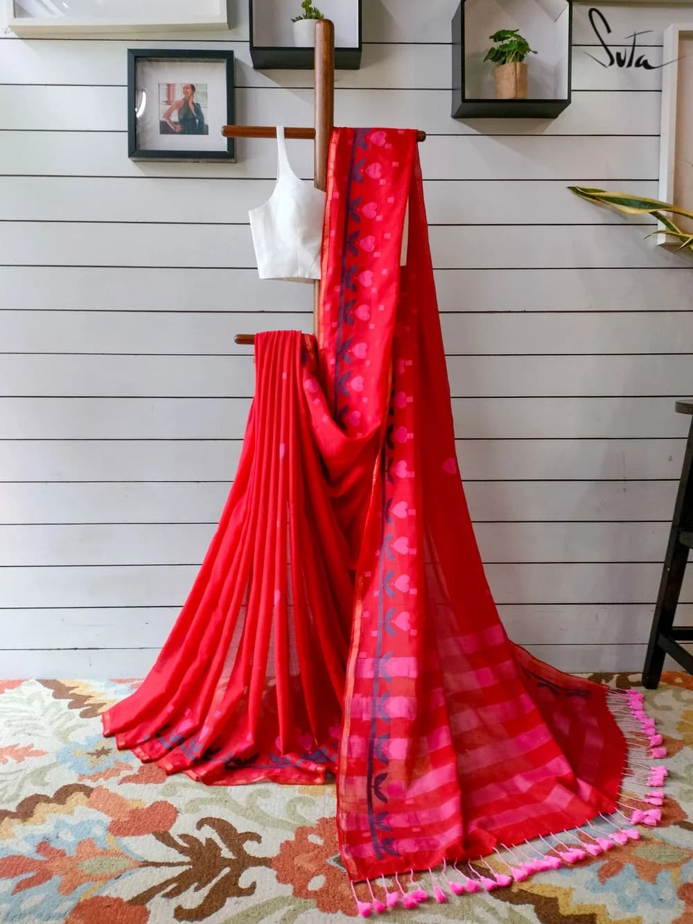 Women's Red Casual Saree