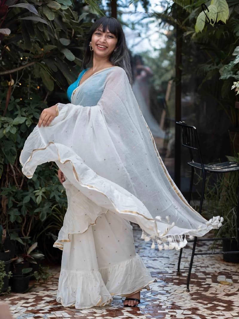 Women's White Festive Saree