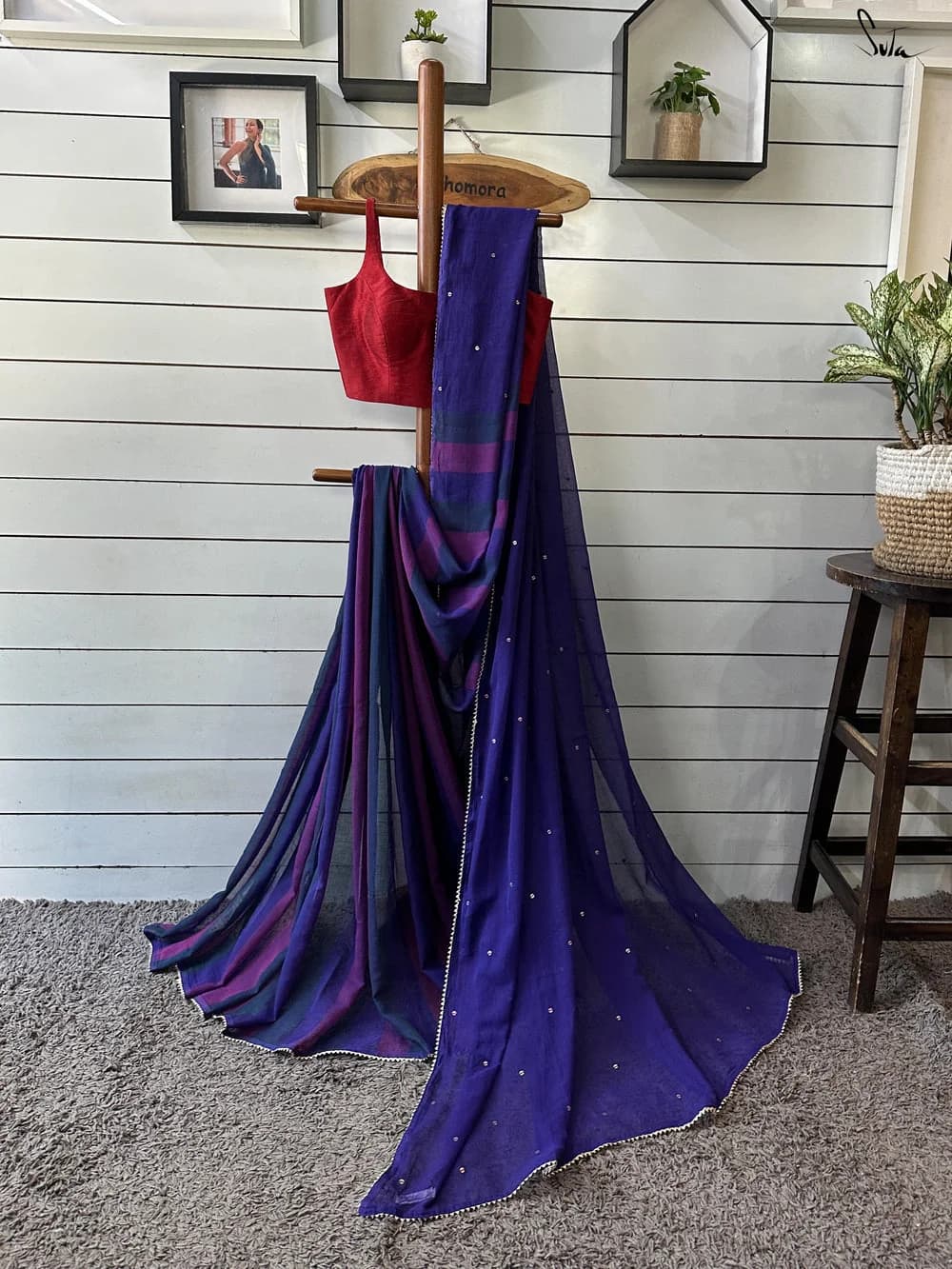 Women's Blue Casual Saree