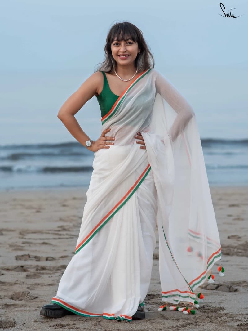 Women's White Casual Saree