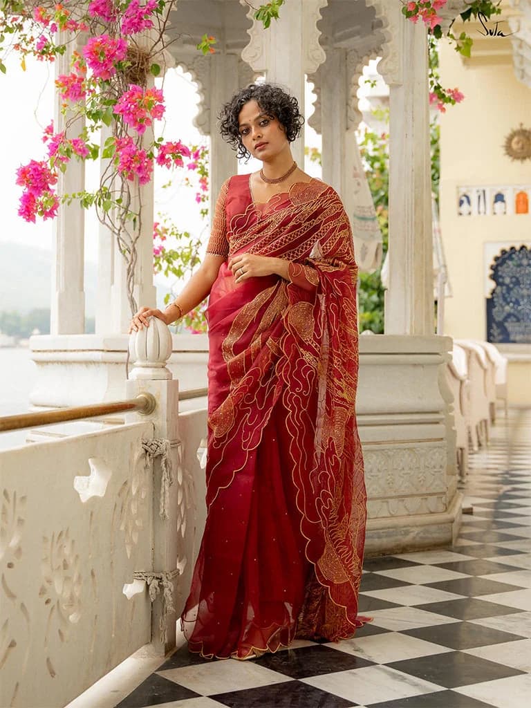 Women's Multicolor Party Saree