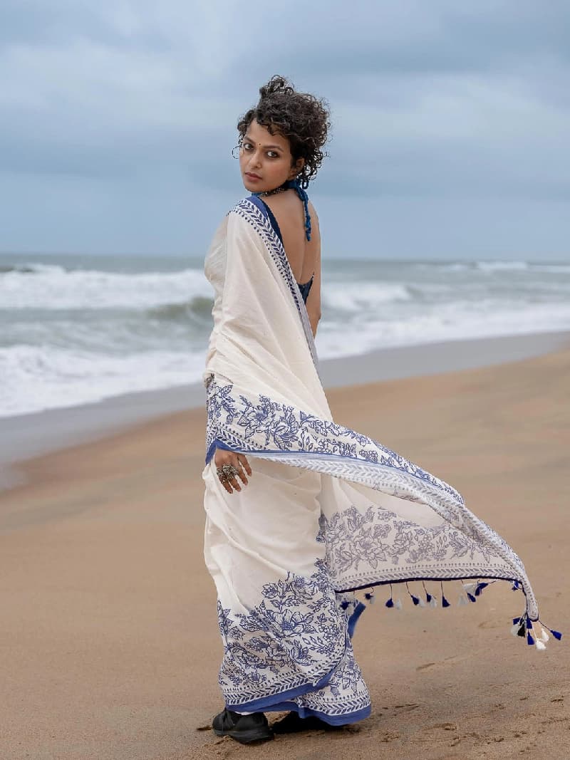 Women's White Casual Saree