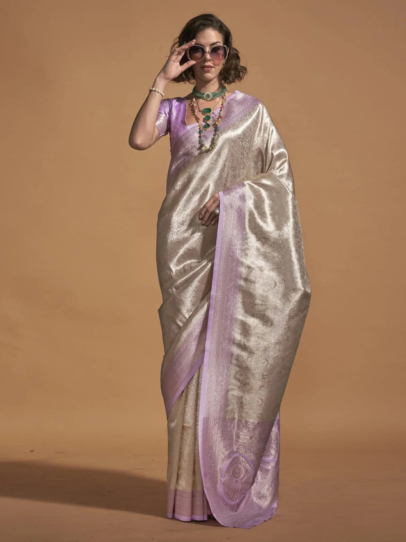 Women's White Party Regular Fit Saree