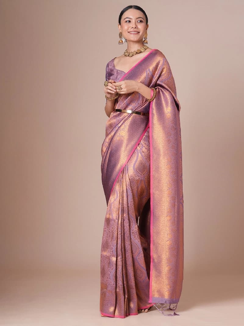 Women's Pink Party Regular Fit Saree