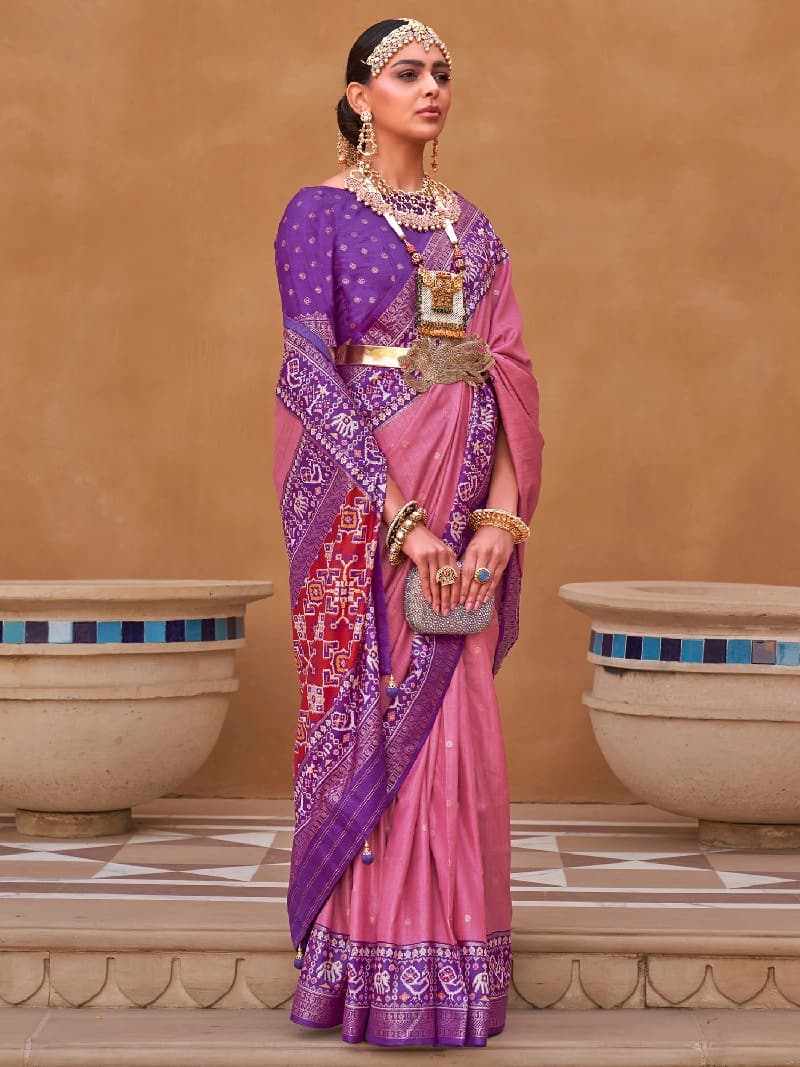 Women's Pink Party Regular Fit Saree