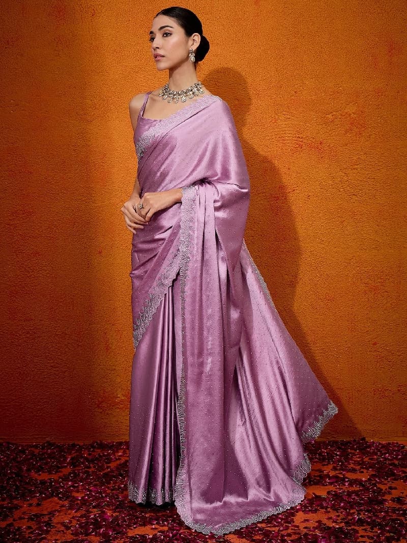 Women's Pink Party Regular Fit Saree