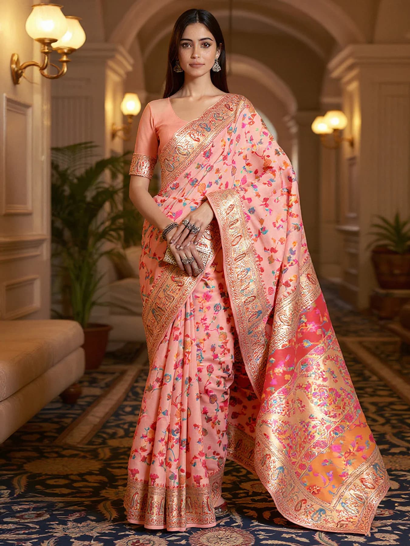Women's White Party Regular Fit Saree