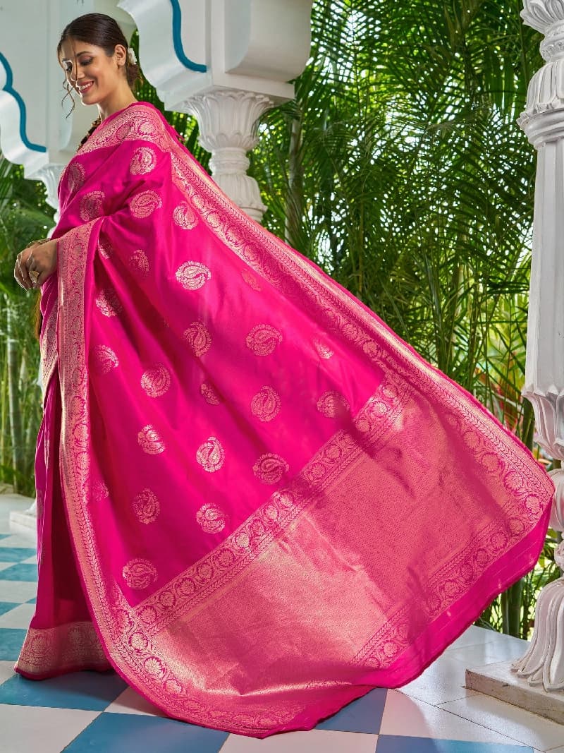 Women's Pink Party Regular Fit Saree