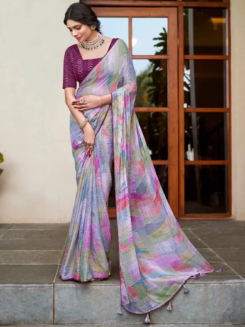 Women's Multicolor Party Regular Fit Saree