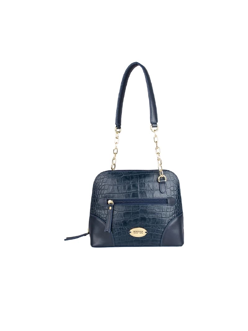 Women's Blue Leather Shoulder Handbag