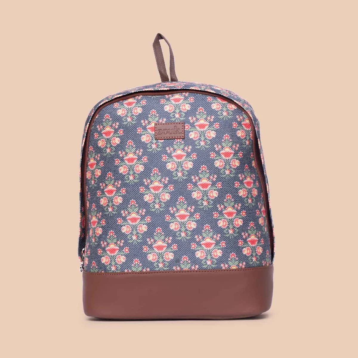 Women's Blue Vegan Leather Finish Casual Backpack - 12.5L