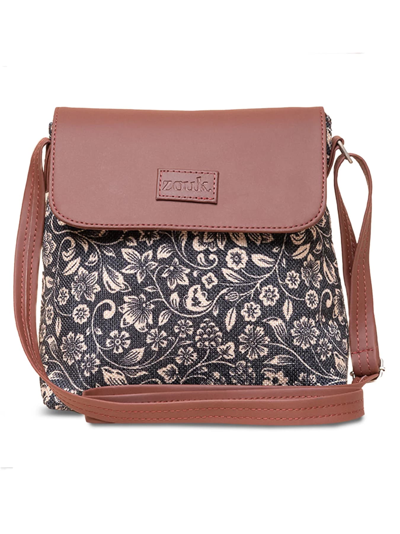 Women's Black Vegan Leather Finish Sling Bag - 5.6L