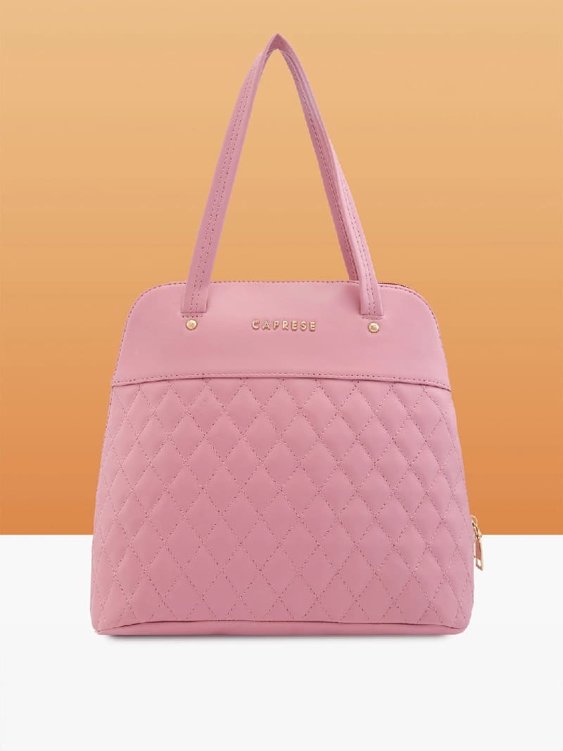 Women's Pink Faux Leather Satchel Handbag 16L