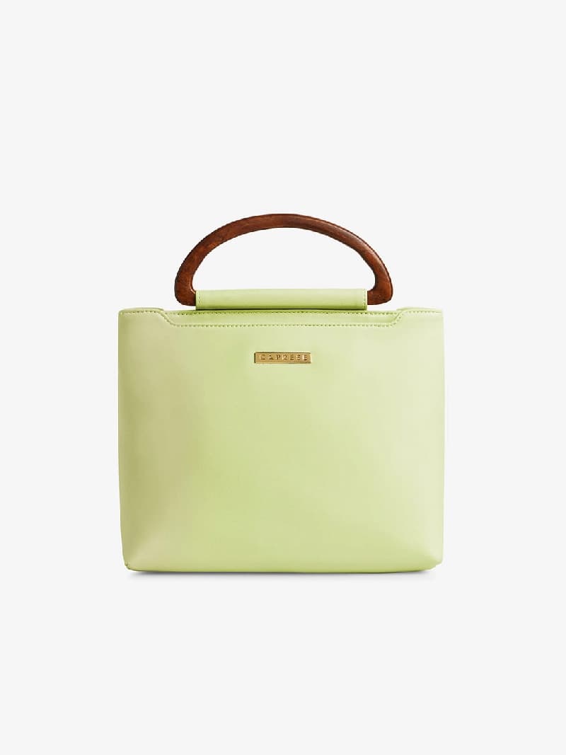 Women's PastelGreen Faux Leather Satchel Handbag 8L